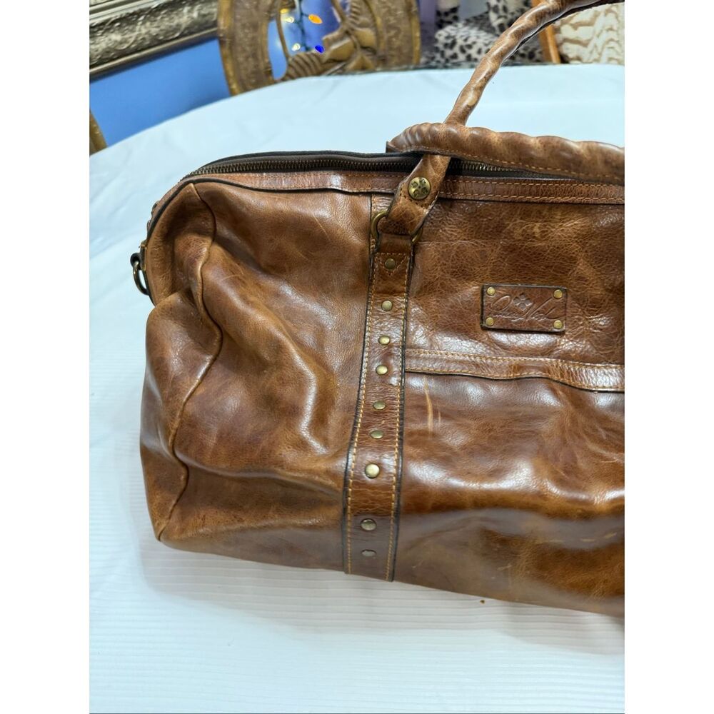 Patricia Nash Milano Distressed Brown Rugged Leather Carry On Duffle Bag - Picture 4 of 14